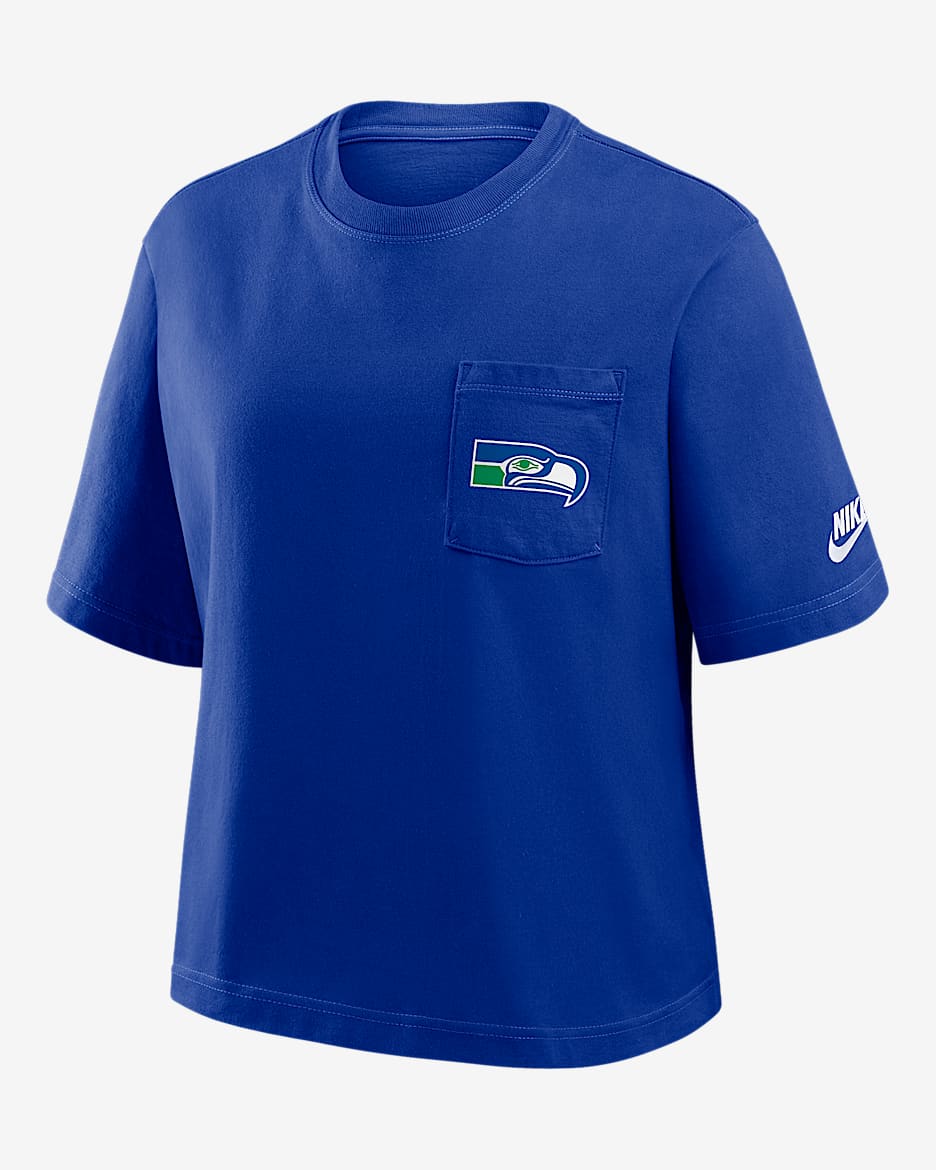 売れ筋商品|||ナイキ カットソー トップス レディース Women's Blue Seattle Seahawks Glory Arch Boxy T-Shirt Blue Seattle Seahawks Rewind Pocket Boxy Women's Nike NFL T-Shirt
